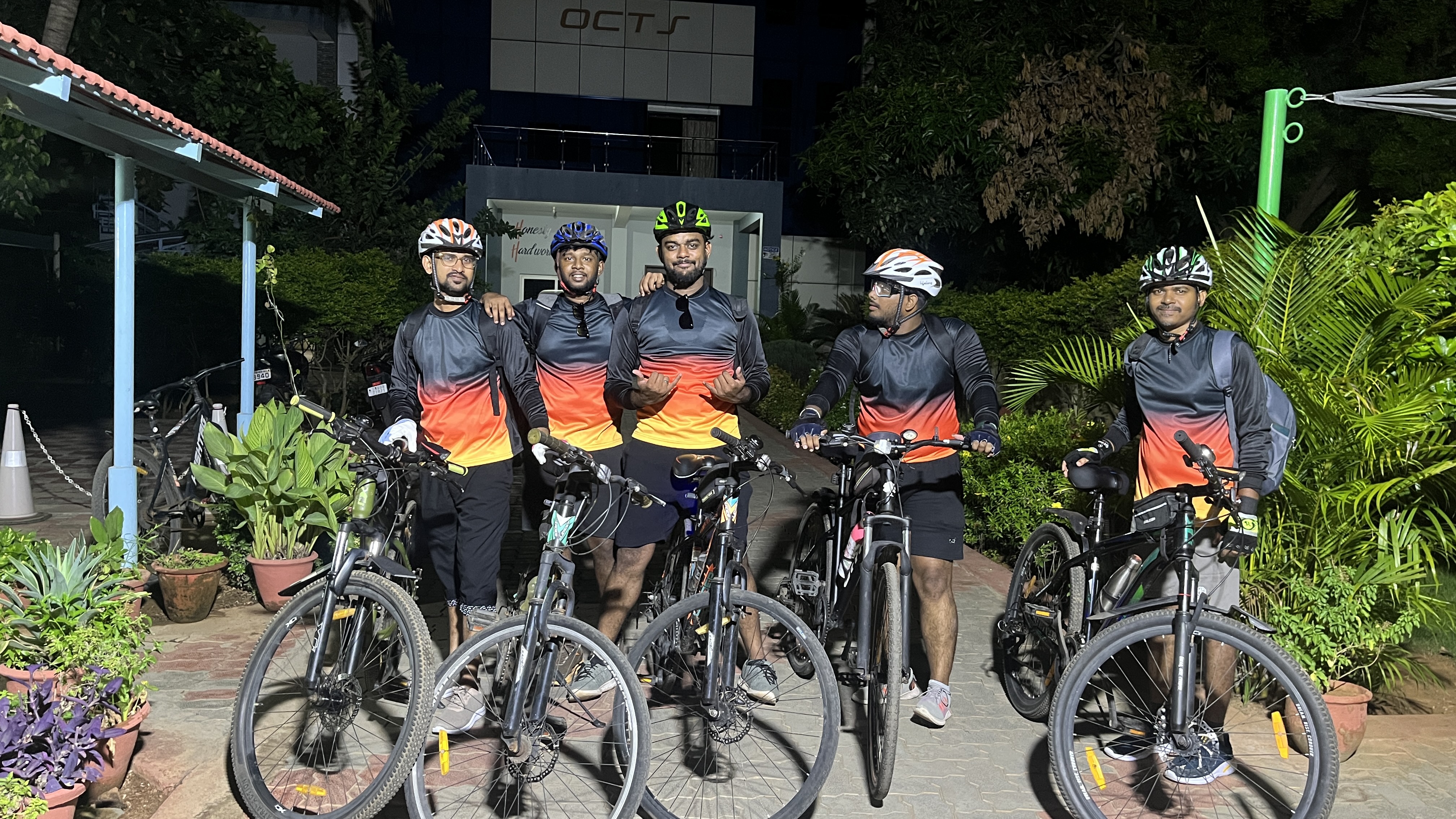 Cycling team with bicycles