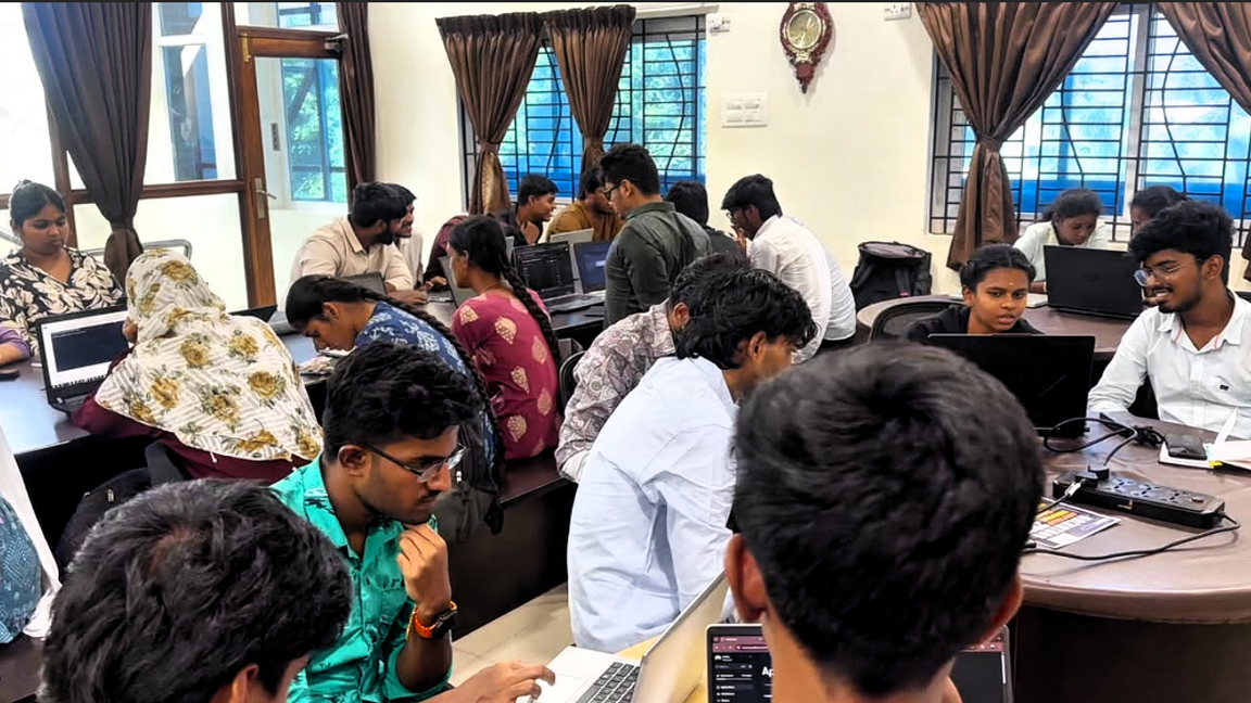 Students participating in coding activity
