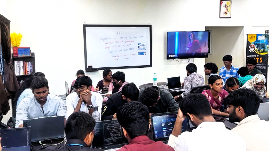 Students engaged in coding activity