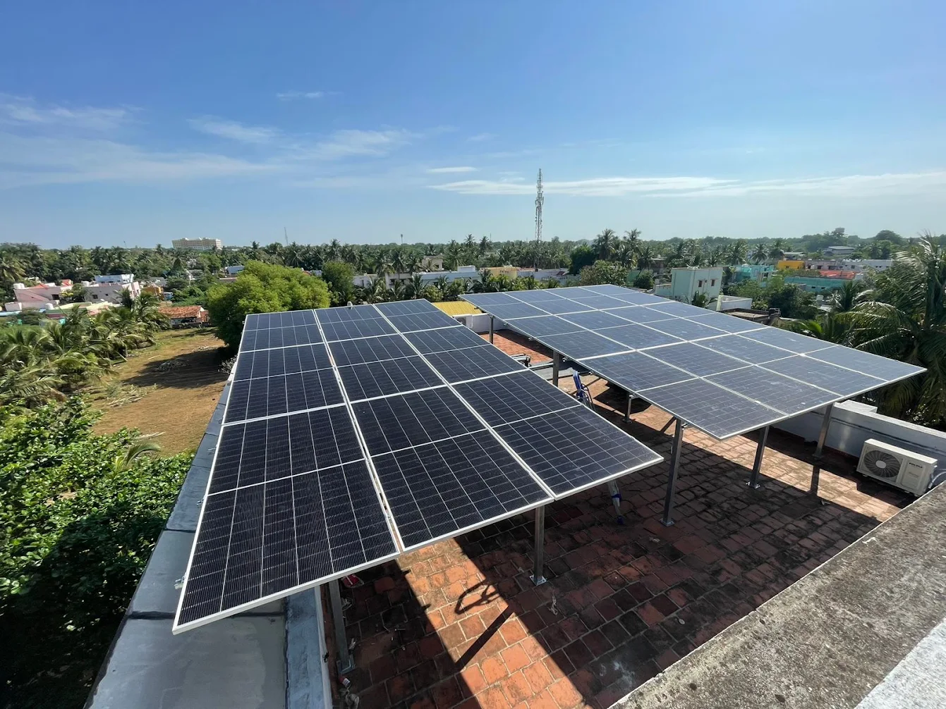Rooftop solar panel installation