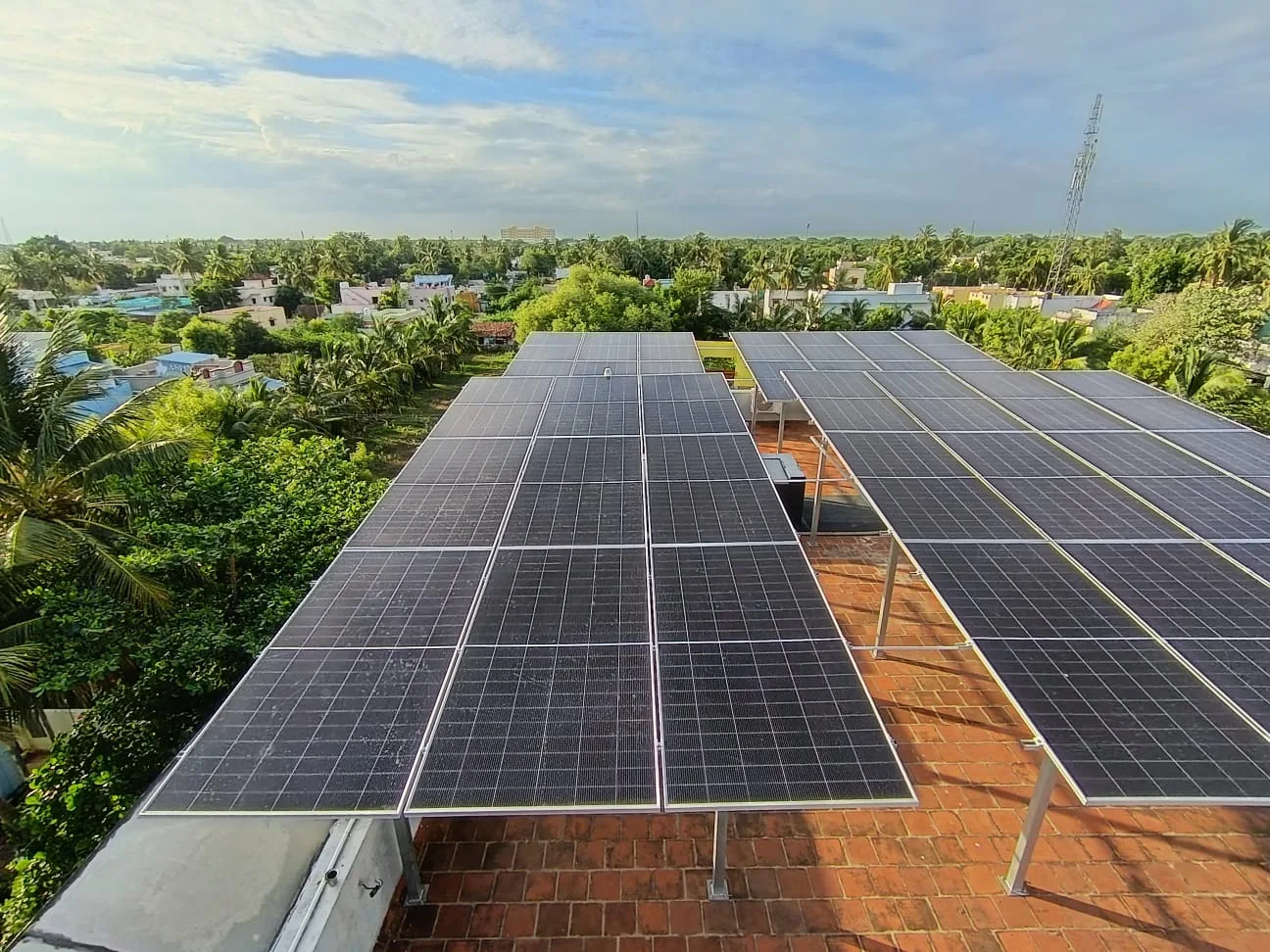 Solar panel installation on a rooftop